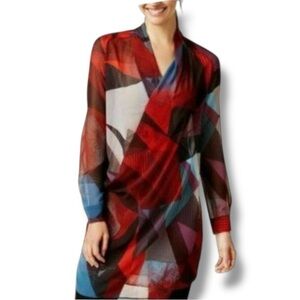 Robert Rodriguez Red Black Brooke Overlay Tunic - Size Small